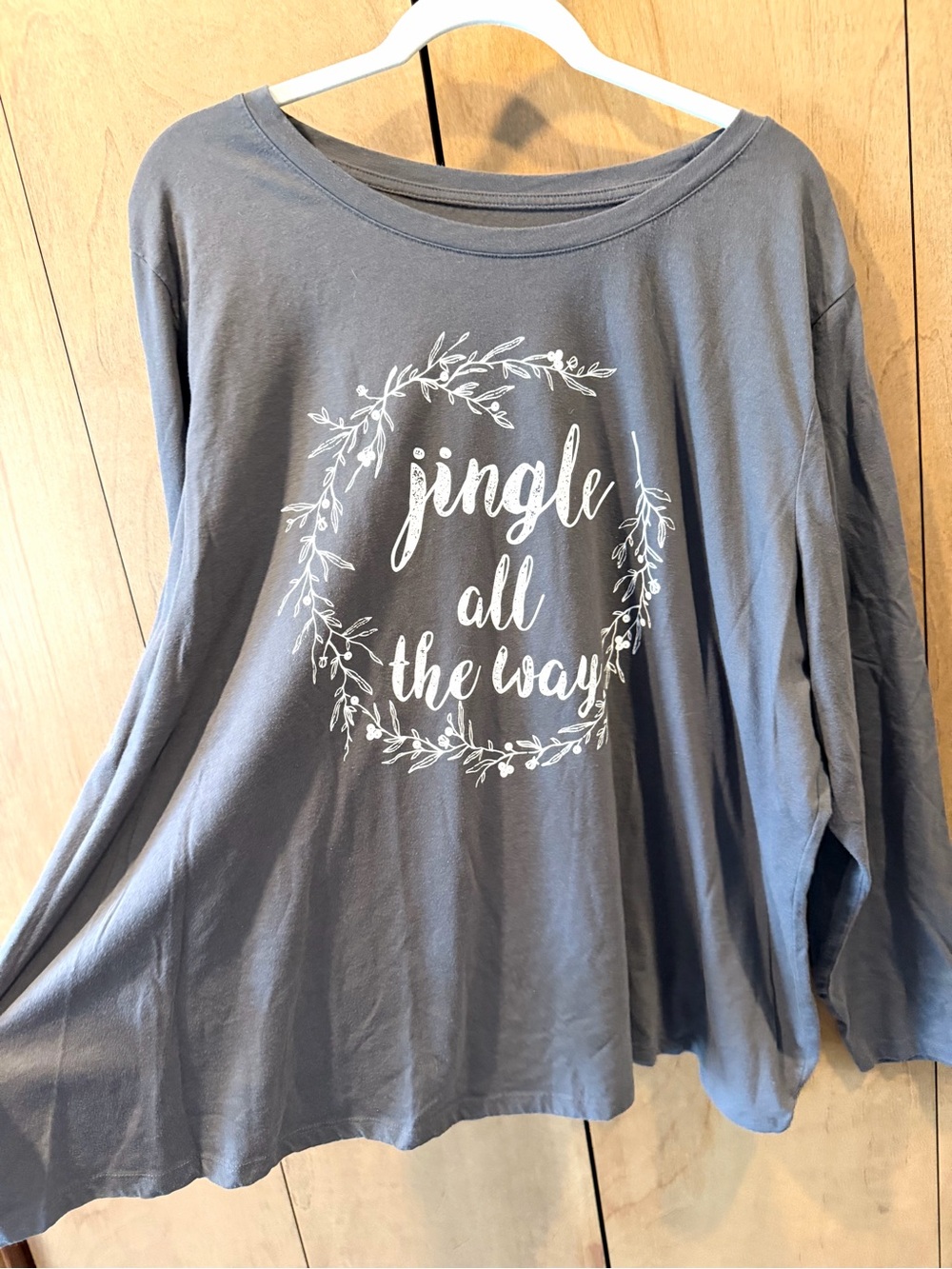 3X Jingle All The Way Holiday Tee in gray with white by Sonoma
